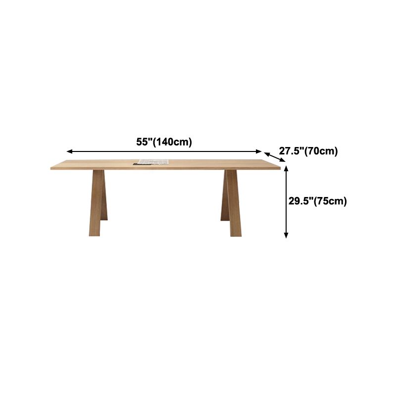 Rectangle Wood Color Dining Table Pine Solid Wood Table Modern with 4 Legs