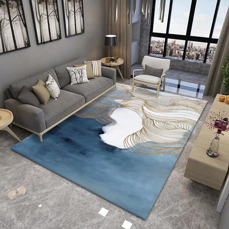 Modern Area Carpet Simple Abstract Print Indoor Rug Polyester Stain Resistant Carpet for Home Decor