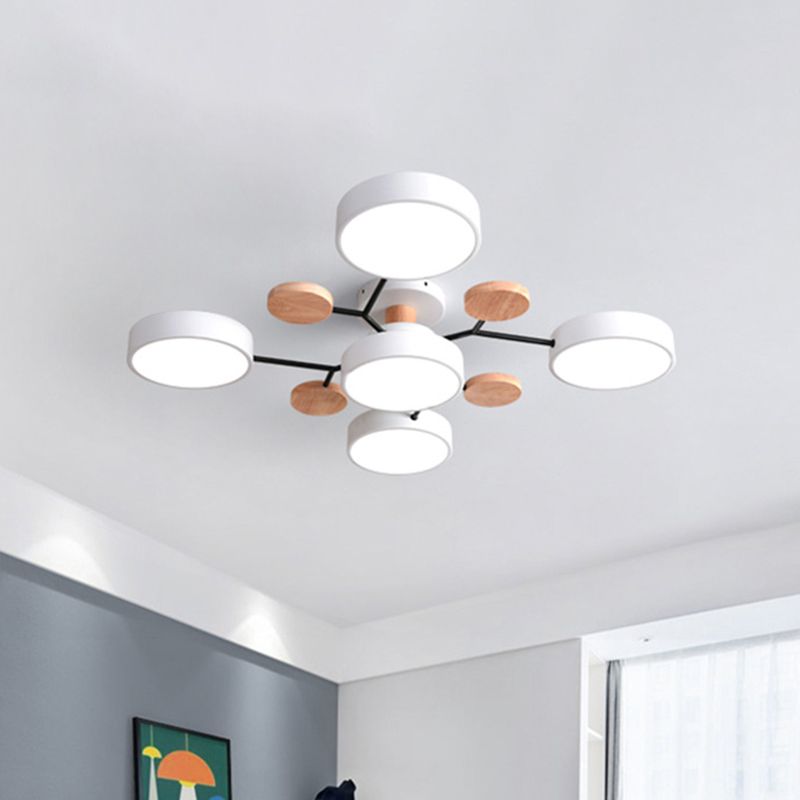 Orde circolare soggiorno LED LED SEMI FLUSH MONTO MODERNO ACRILICO LUCE