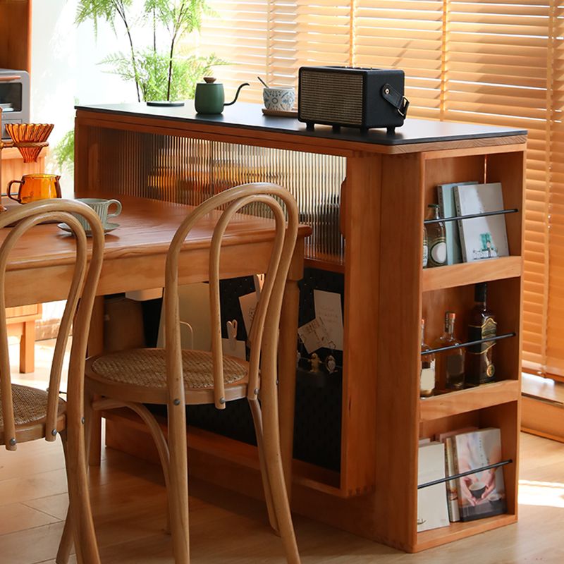 Light Brown Cherry Kitchen Island Table with Drawers for Dining Room