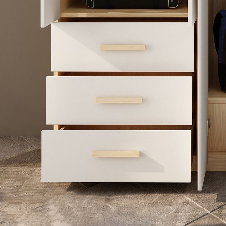 Hinged Wardrobe Armoire with Garment Rod Modern Wardrobe Cabinet