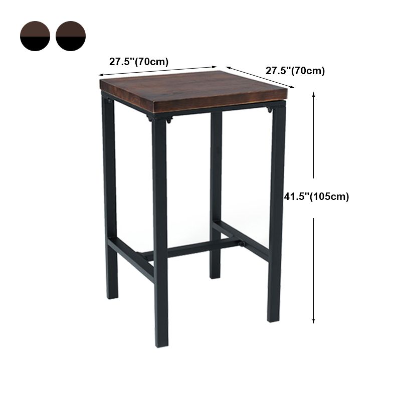 Contemporary Square Bar Dining Table Wood Trestle Bar Height Table in Brown