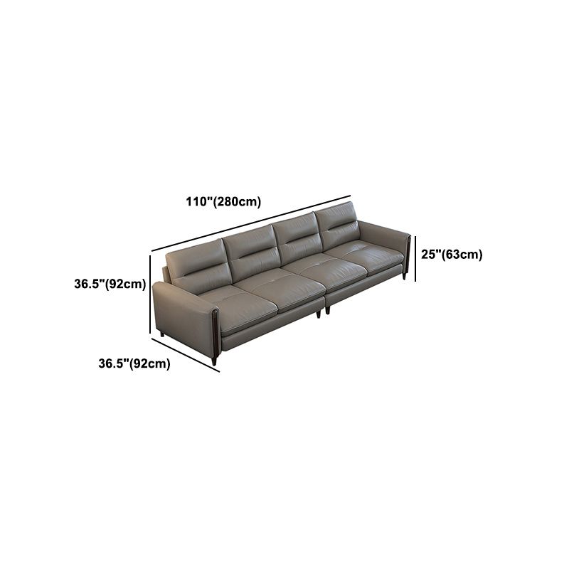 Contemporary Stain-Resistant Genuine Leather Light-grey Sofa & Chaise