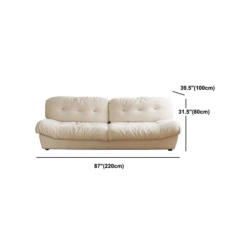 Contemporary Armless Settee Tufted Split-Back White Velvet Sofa