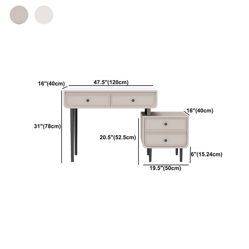 Glam Slate Top Vanity Dressing Table Solid Wood Vanity Desk with Drawers