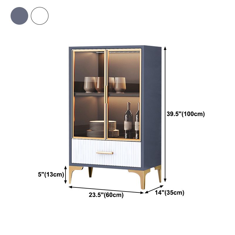 Glam Style Sideboard Engineered Wood Storage Sideboard with Glass Doors