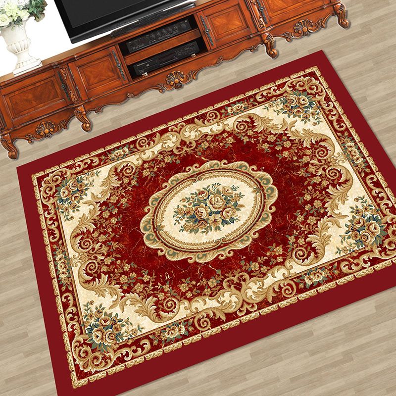 Novelty Floral Printed Rug Multi Color Polyster Area Carpet Anti-Slip Pet Friendly Washable Indoor Rug for Living Room