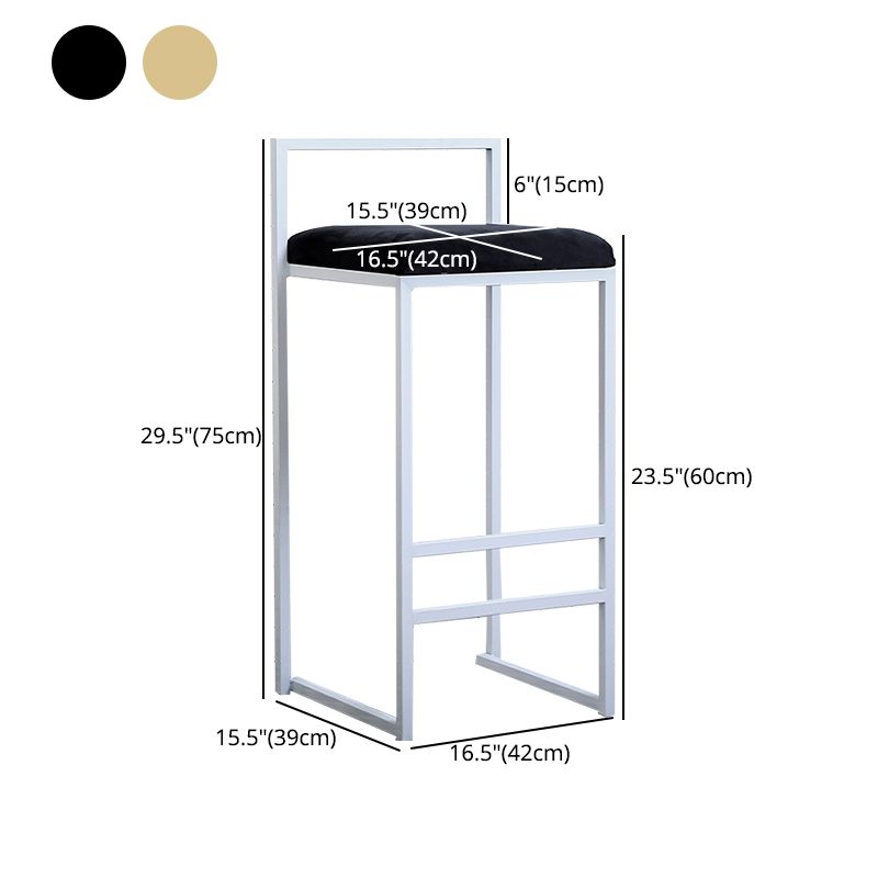 Taburete de bar de metal de estilo moderno con reposapiés y taburete de bar con respaldo bajo para cocina