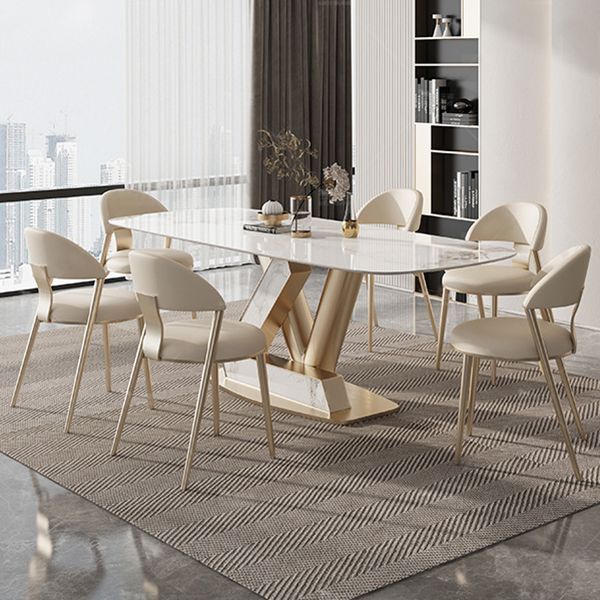 Nordic Sintered Stone Top Dining Set Rectangle 1/4/5/7/9 Pieces Dining Room Table Set