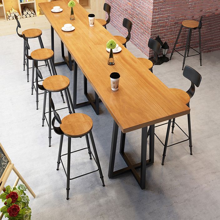 Industrial 1/9 Pieces Bar Table Set Rectangle Pine Wood Counter Table with High Stools