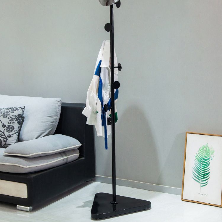 Contemporary Coat Rack Coat Hooks Metal Coat Rack with Triangular Base