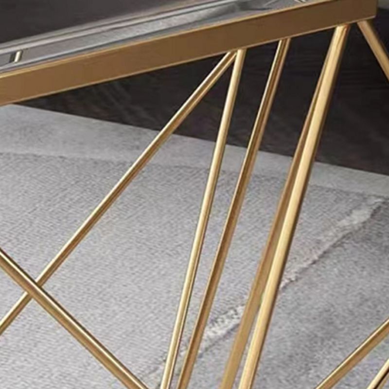 Modernism Glass Octagon Coffee Table 17.7" H Simple Iron Frame Cocktail Table