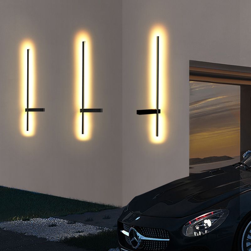 Luz de pared de aluminio moderna Maledina de pared LED recta minimalista en negro para al aire libre