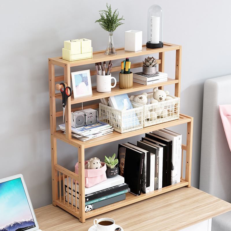 Bamboo Shelf Bookcase Natural Open Back Bookcase for Study Room