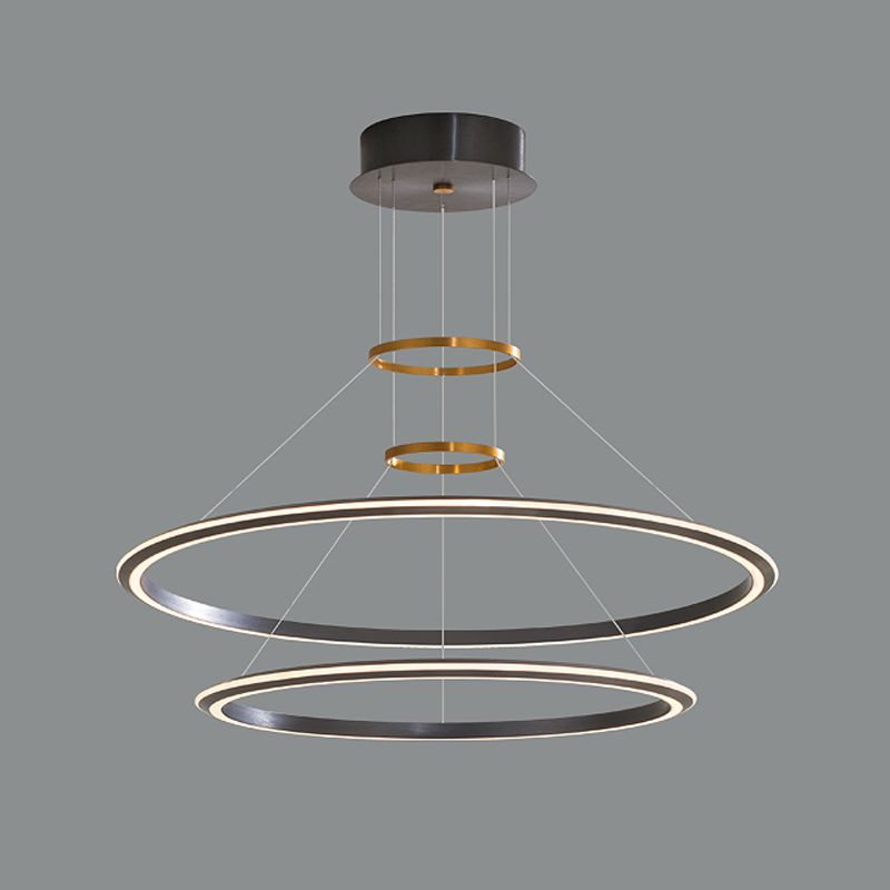 Modern Aluminum Chandelier Multi-Layer Circle 2 Lights Chandelier Pendant Lamps for Living Room