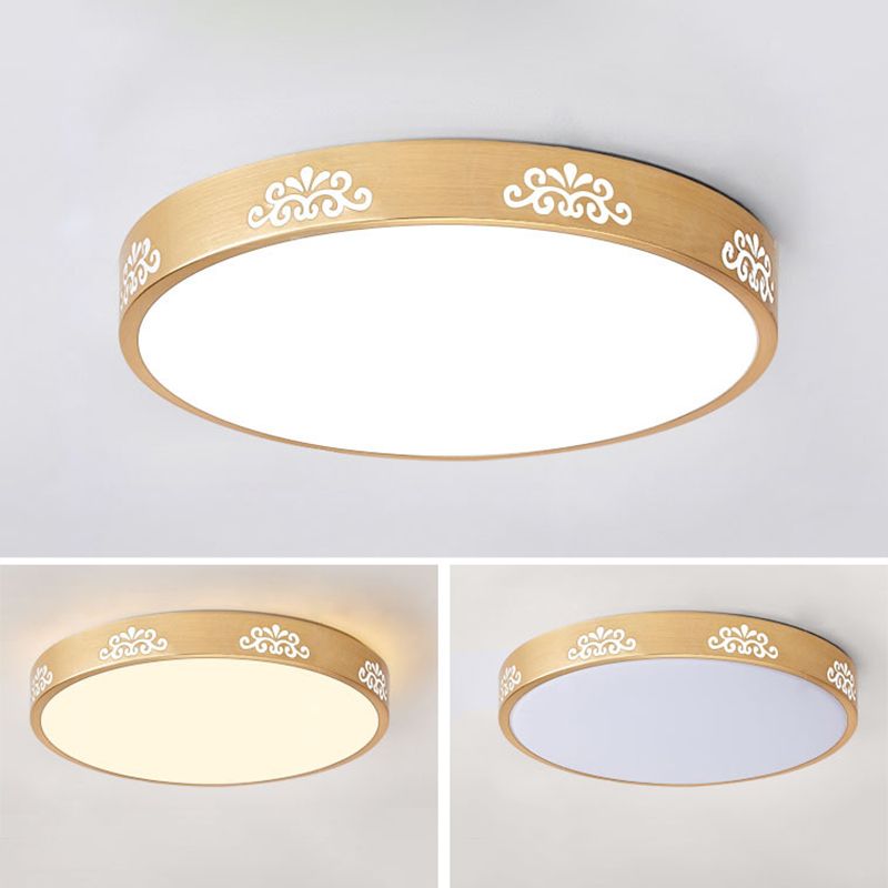Luminaire encastré rond pour salon en métal LED plafonnier moderne en or