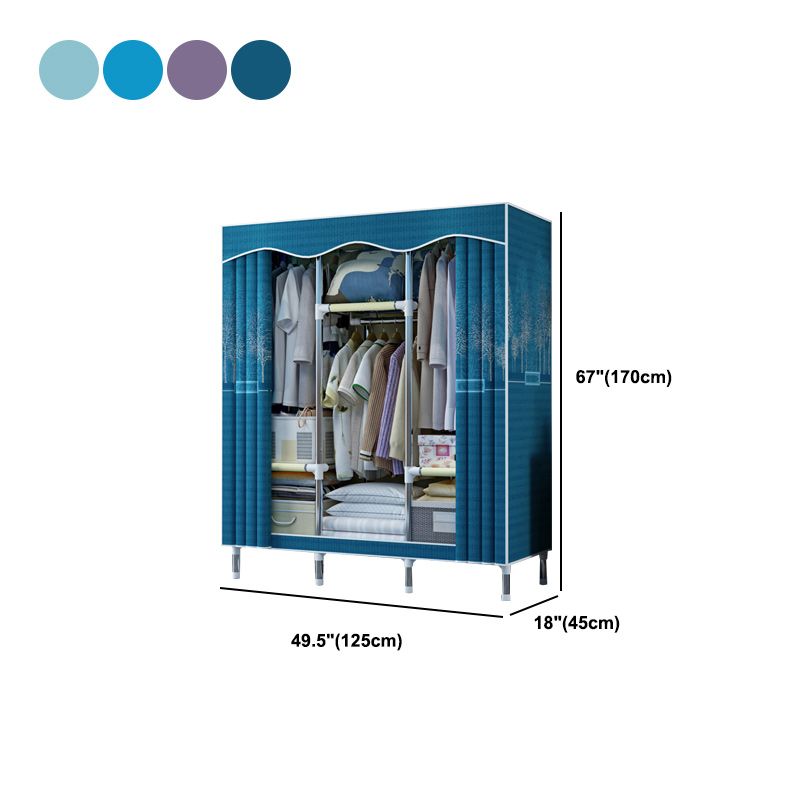 Steel Frame Wardrobe Armoire Contemporary Style Wardrobe with Shelves