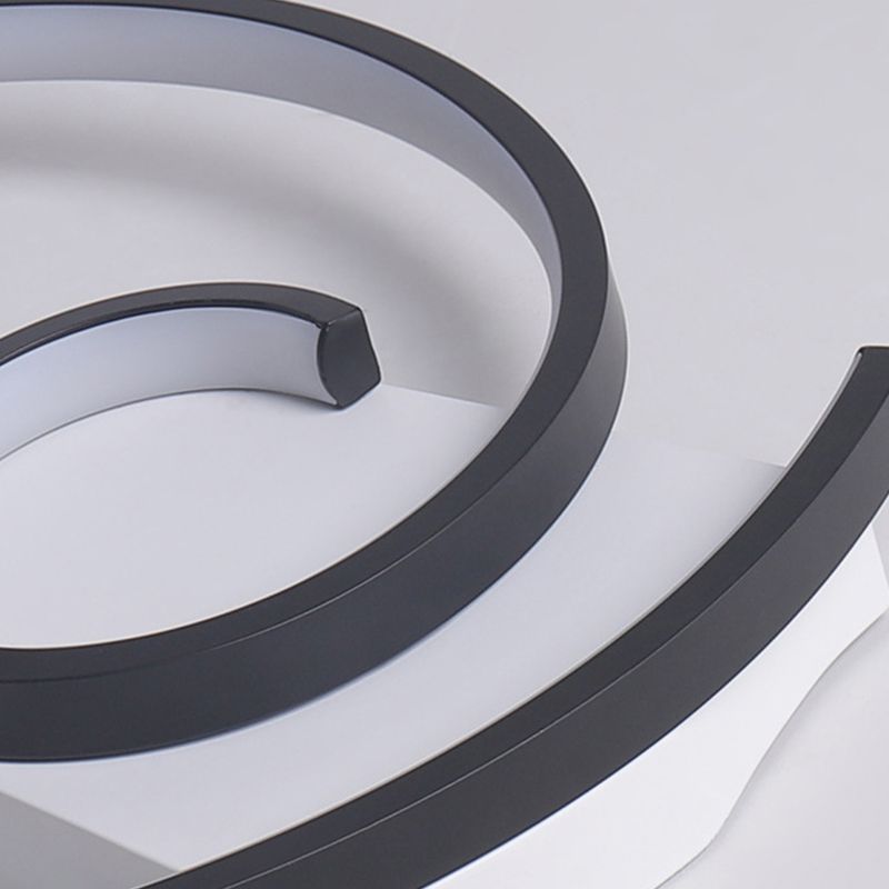 Super Thin Curled Metal Flush Mount Light Modern Style 16.5"/20.5" W LED Black/White Ceiling Lamp in Warm/White Light