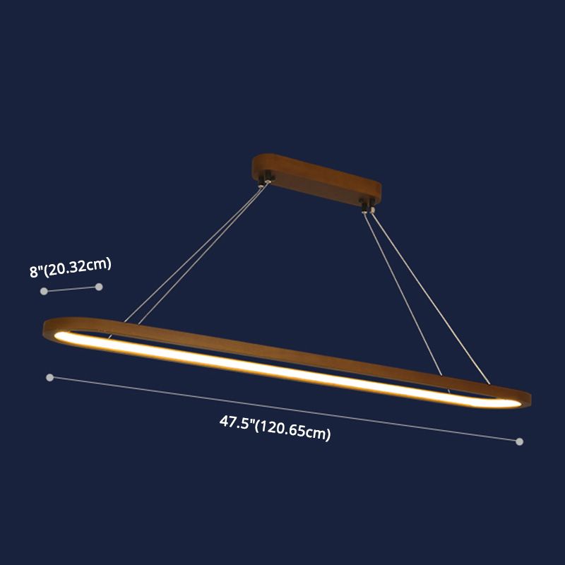 Oval Island Chandelier Lights Simplicity Wood Chandelier Lighting Fixtures for Restaurant