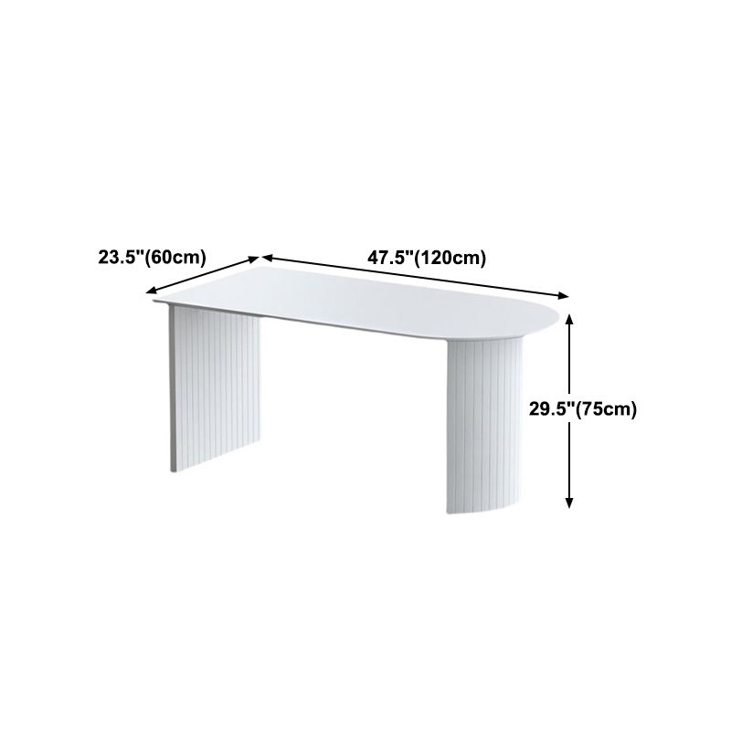 Free Form White Dining Table Solid Wood Table Contemporary with Double Pedestal