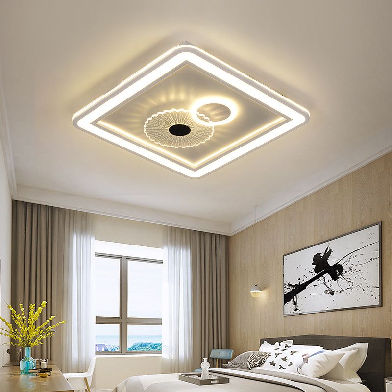 Acrylic Squared Ceiling Flush Modernism LED Flushmount Lighting in White for Bedroom