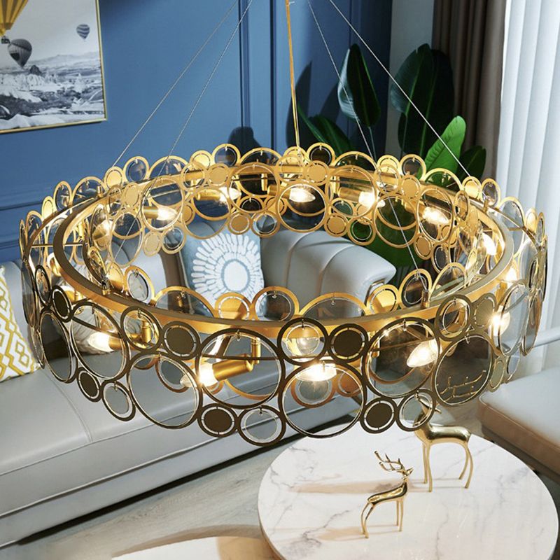 Contemporary Simple LED Chandelier Glass Geometric Pendant Light for Living Room