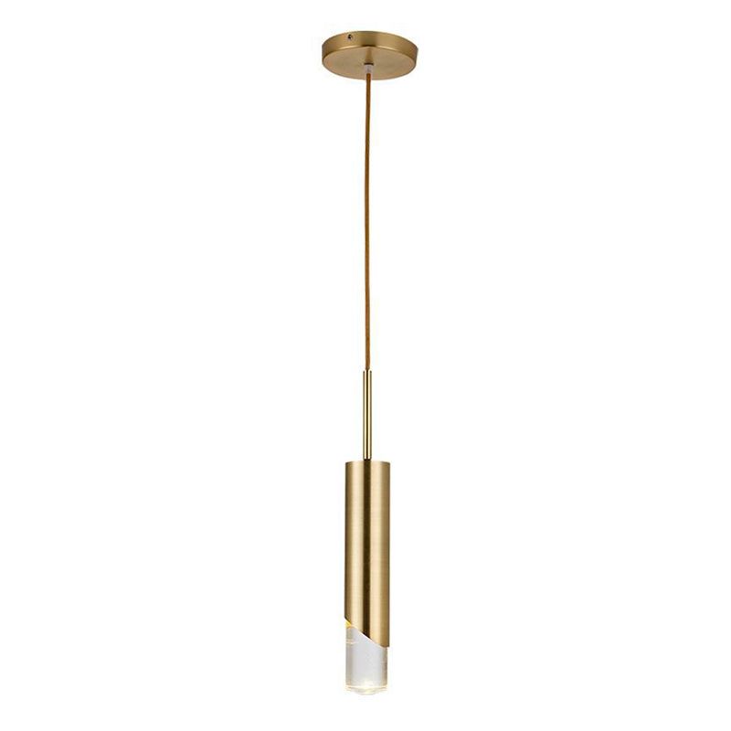 Simplicità moderna Lampada cilindrica a led lampada a sospensione Electroplate Metal Citndant Light con ombra acrilica