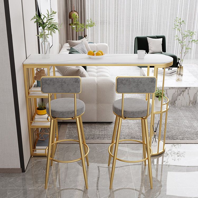 Low Back Bar Stools Glam Armless Dining Stools with Metal Base
