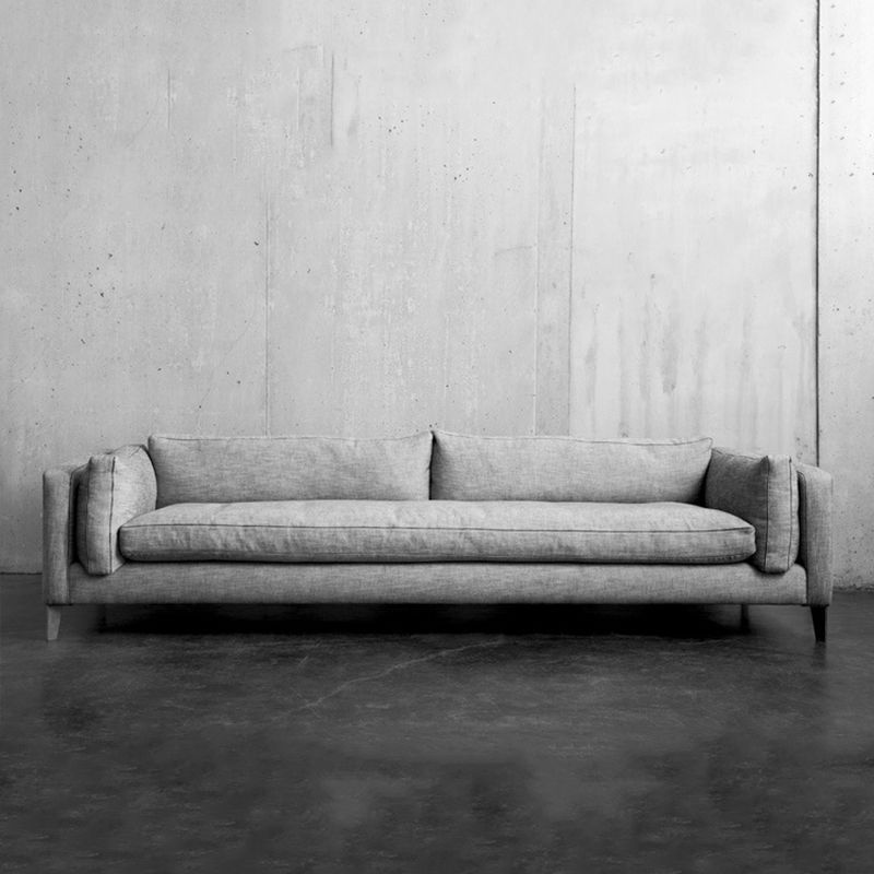 Modern Slipcovered Fabric Sofa 3-seater Tuxedo Arm Sofa in Gray