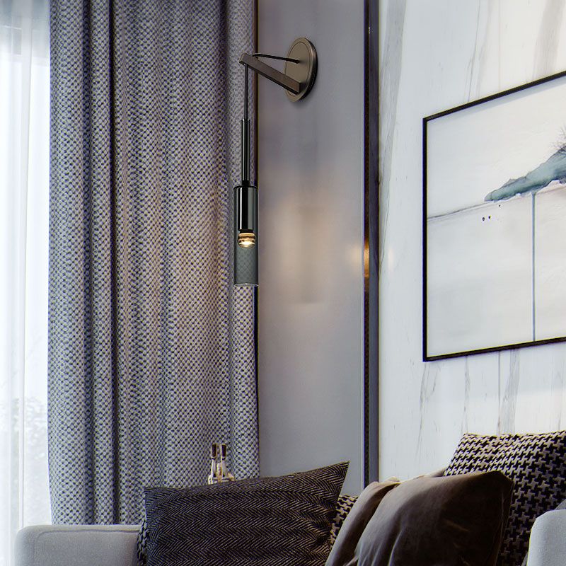 Tubular Wall SCONCE Licht Moderne stijl Zwart glas