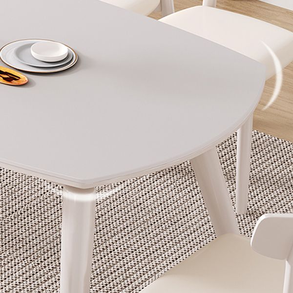 Contemporary Round Extendable Stone Dining Table with Wooden Legs