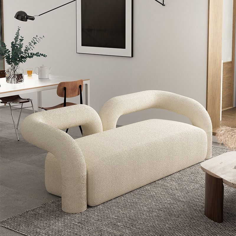 Contemporary Style Curved Sofa Statement Tuxedo Arm Sofa in White