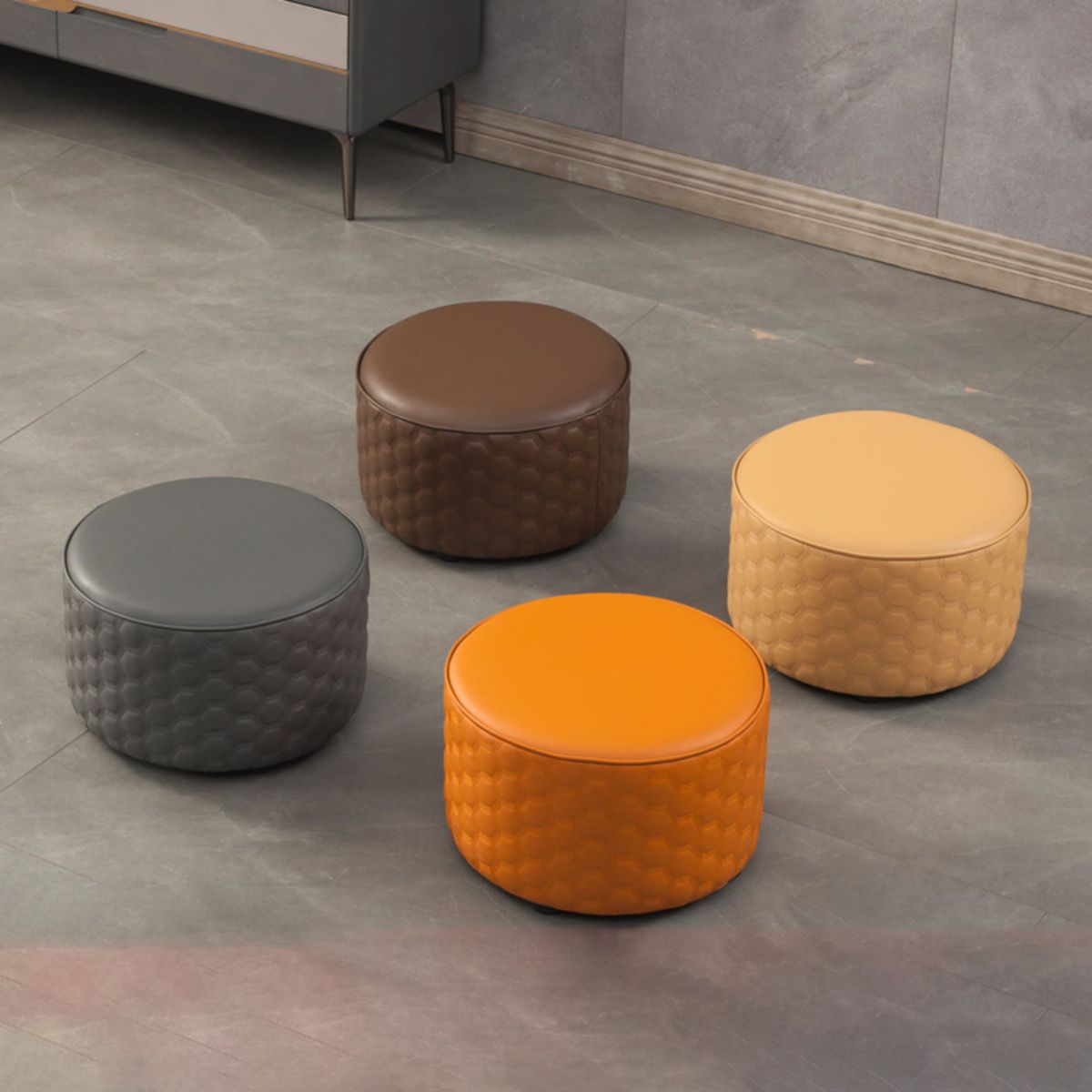 Hexagonal Pattern Water Resistant Standard Modern Orange for Drawing Room