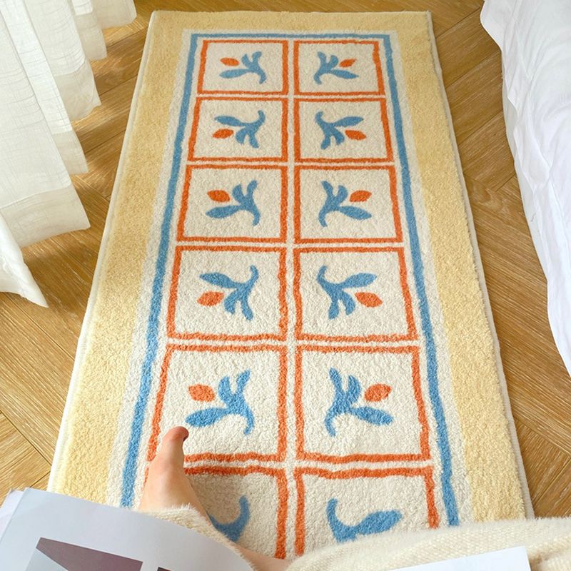 Roze bloem tapijten polyester Noordse vloerkleed niet-slip achterste tapijt voor huisdecoratie