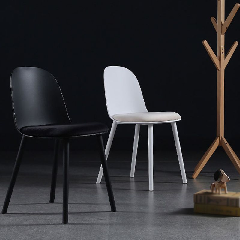 16'' Wide Dining Side Chairs Modern Plastic Indoor-Outdoor Solid Back Chair