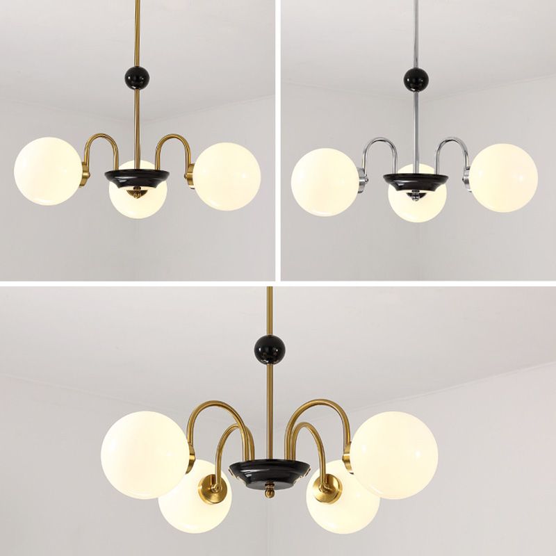 Milk Globe White Globo de estilo moderno Múltiples luces Multi-luz Simplicidad de metal Simplicidad para sala de estar