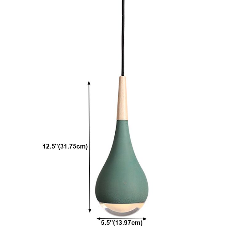 Moderna lágrima de lágrima Cemento de luz colgante 1 Lámpara colgante de luz para restaurante