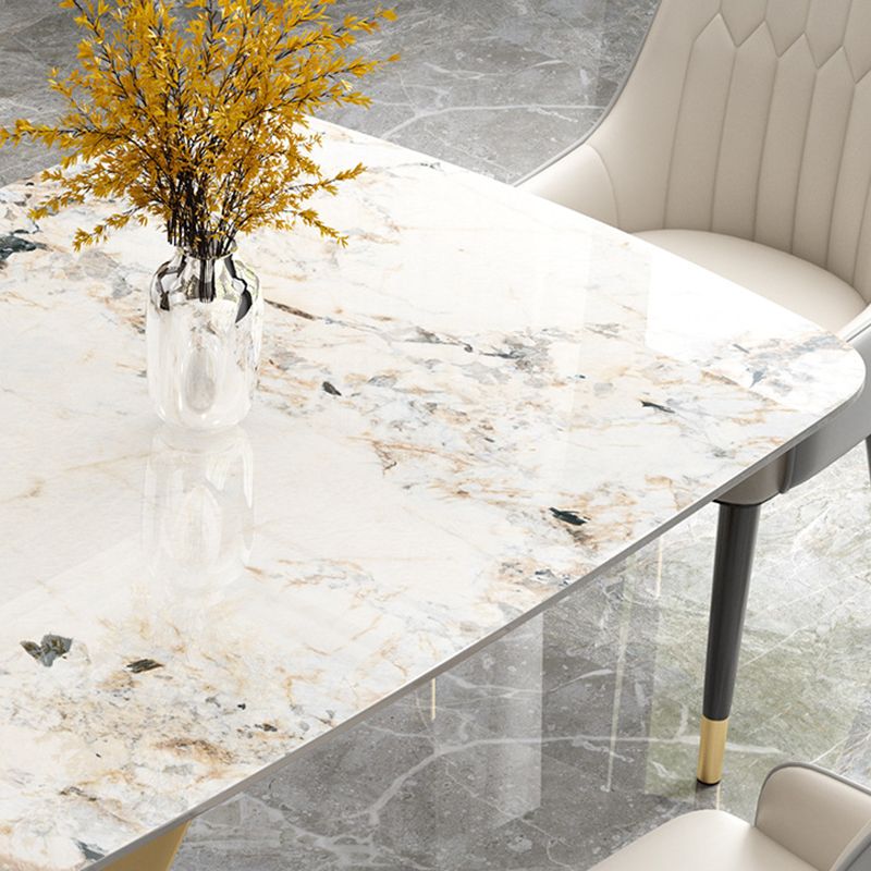 Nordic Glam Style Sintered Stone Rectangle Table Set 1/2/5/7 Pieces Dining Set