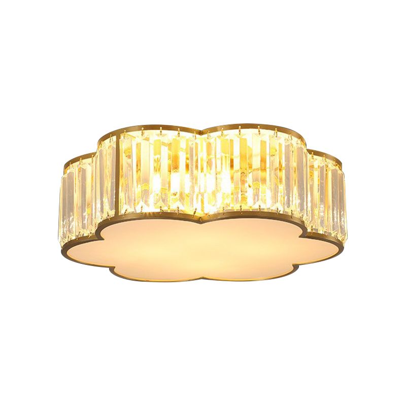 Modern Flush Light Gold Ceiling Lighting with Brass and Crystal for Bedroom