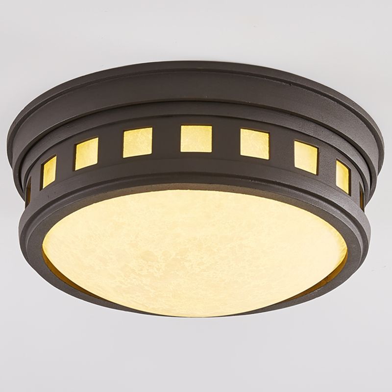 Illuminazione da incasso per montaggio a incasso a tamburo Lampada da incasso in stile tradizionale con paralume in vetro