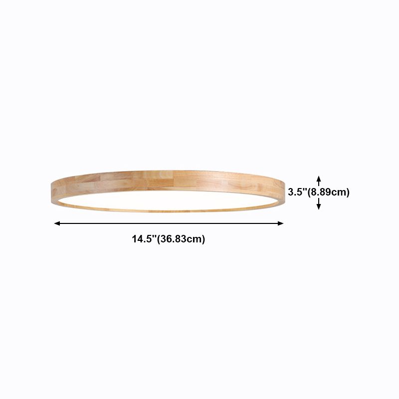 Luminaires de plafond affleurants contemporains en bois ronds montés au plafond