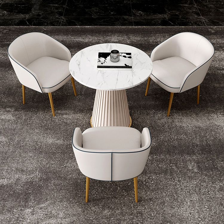 1/3/4/5 Pcs Metal Modern Dining Room Set with Round Table and Metal Base Dining Set