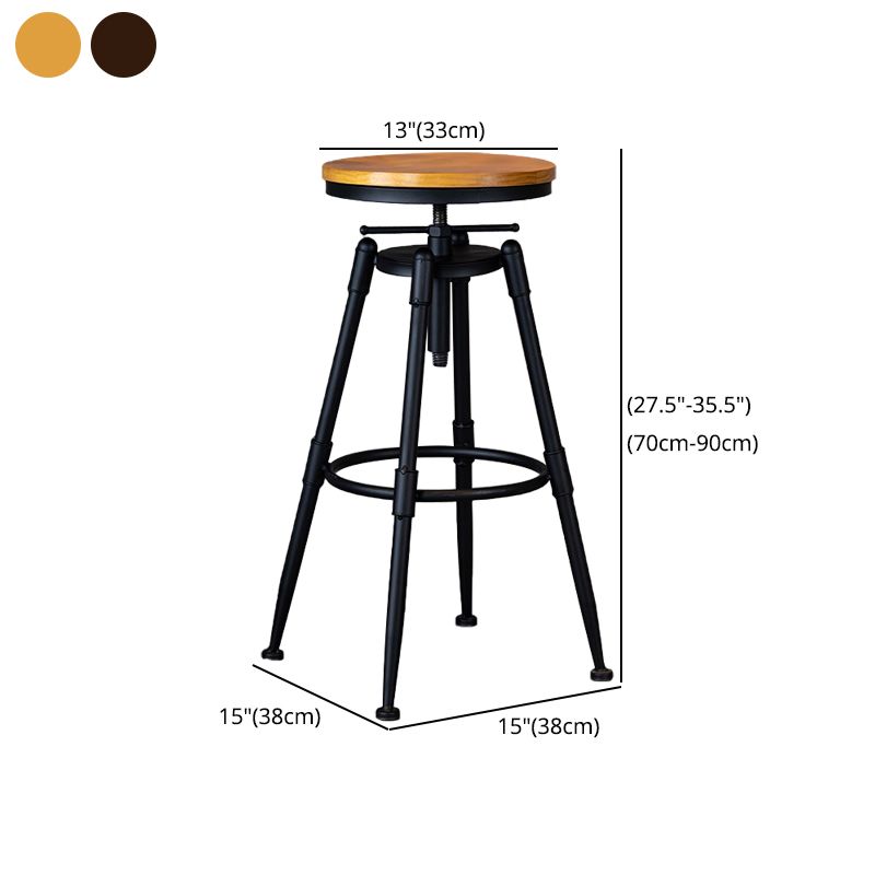 Taburete de bar de hierro con reposapiés de altura ajustable industrial, taburete de cocina de 27,55 pulgadas con patas negras