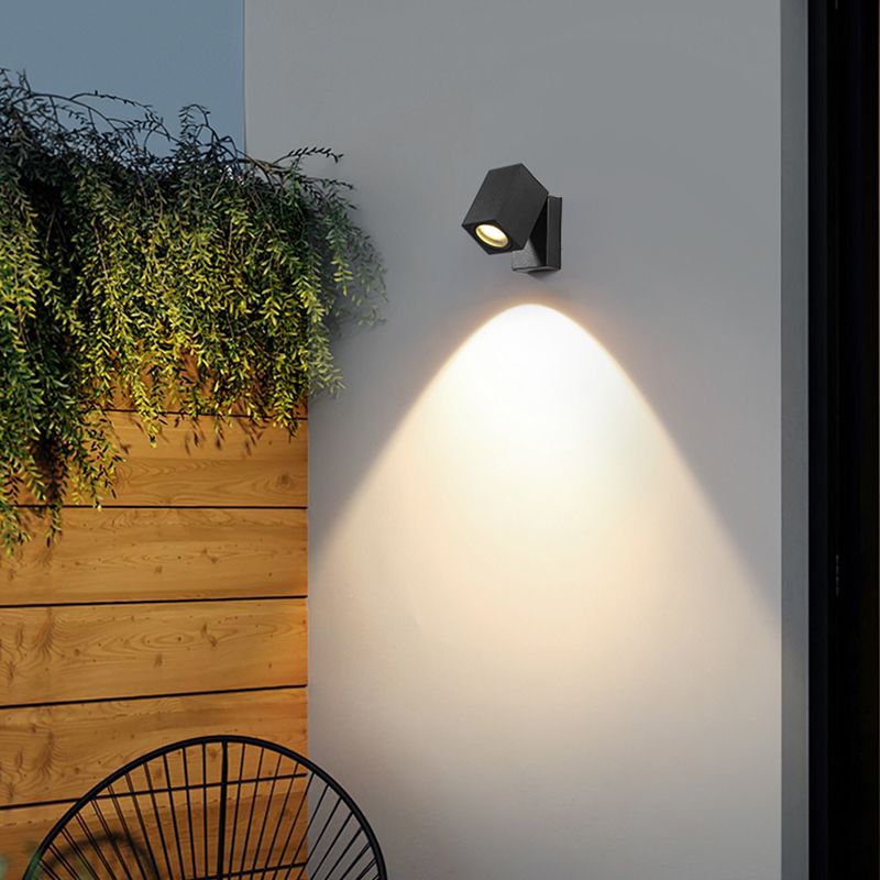 Simple Wall Sconce Rectangular Outdoor Wall Light Fixture with Metal