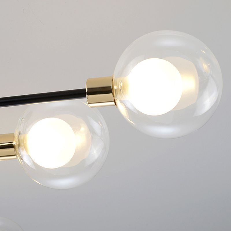Black Sphere Ceiling Mount Light Fixture Modern Style Glass Multi Lights Semi Flush Mount Lamps