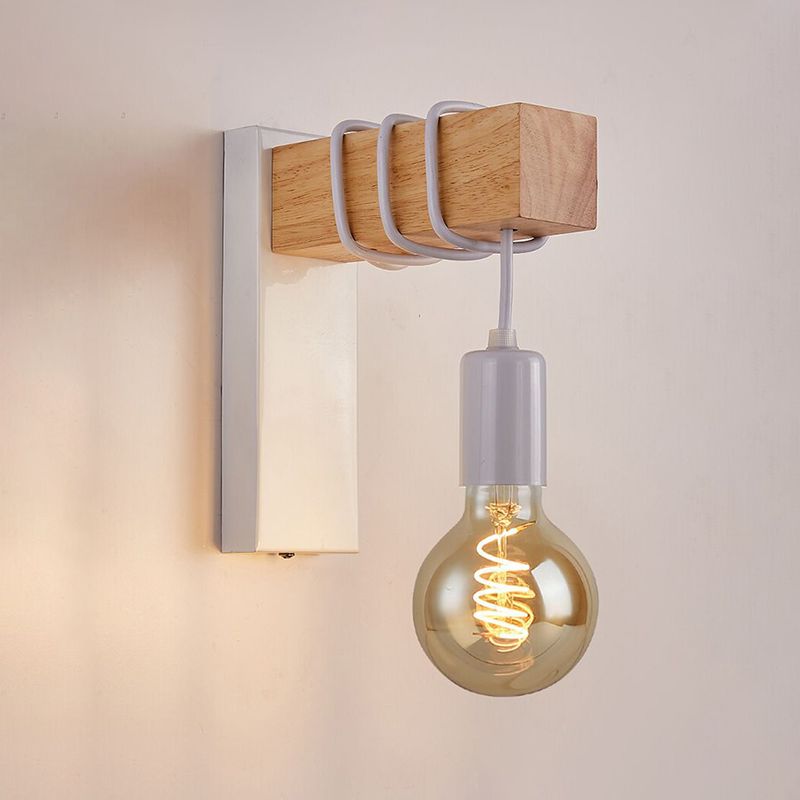 Modern Style Wood Wall Light Bulb Shape 9" High Wall Sconce for Bedroom