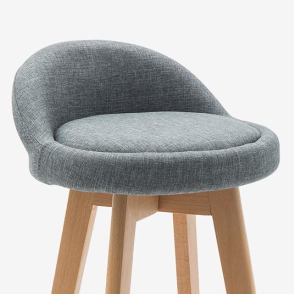 Contemporary Wood Stool Backrest Fabric Counter Stool for Restaurant