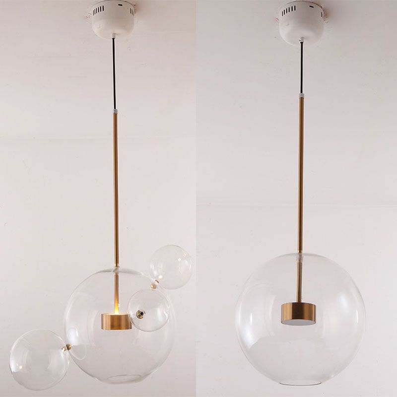 1 pendentif en forme de globe léger avec un luminaire d'éclairage de suspension moderne en verre transparent
