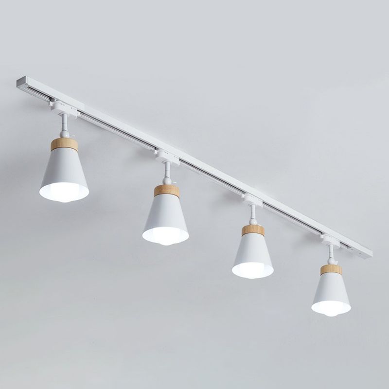 Lampe semi-encastrée pour salon, projecteur de Style nordique, éclairage sur rail avec abat-jour conique en métal
