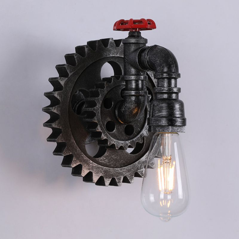 Industrial Metal Wall Light Gear Shape Water Pipe Wall Sconce for Cafe